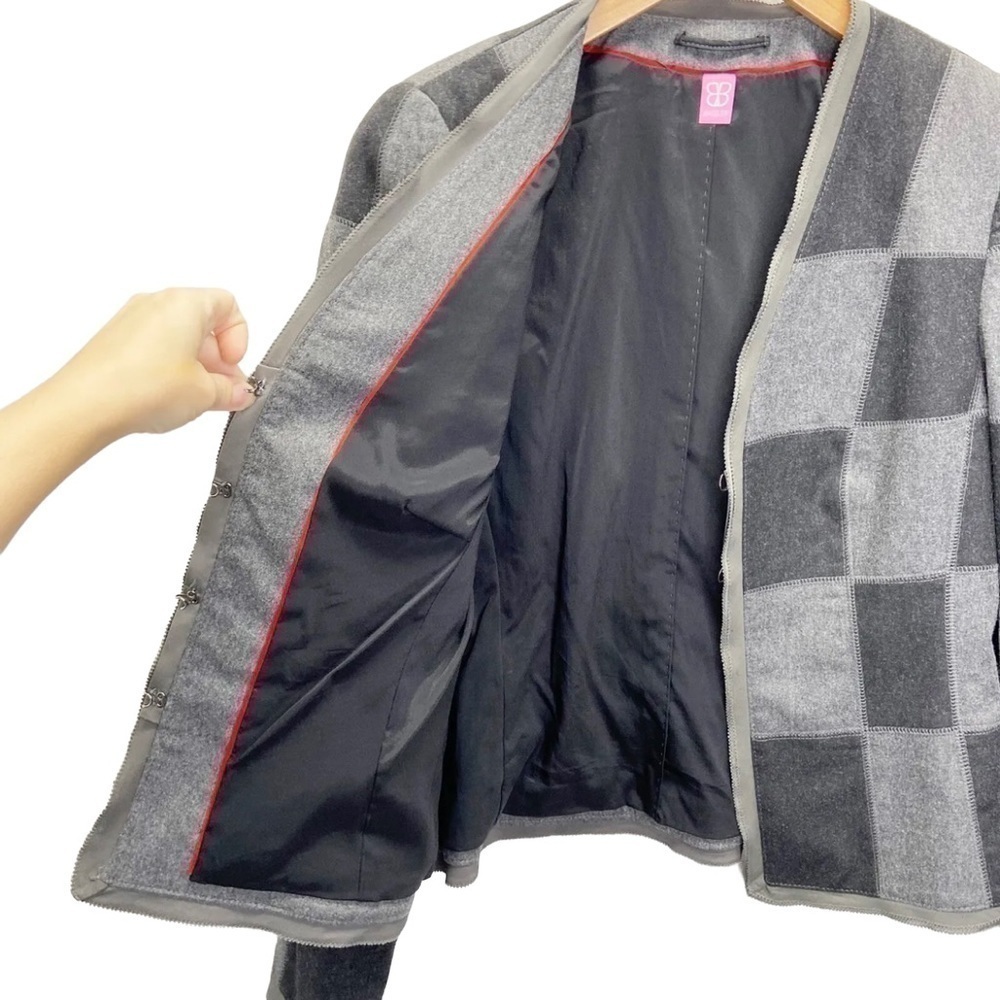Basler Womens Check Buffalo Plaid Gray Black Wool Blazer Lined Jacket 38 US 8-10 - Picture 4 of 10